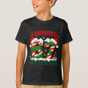 I Survived 67 Days School Christmas Meme 100th Day T-Shirt