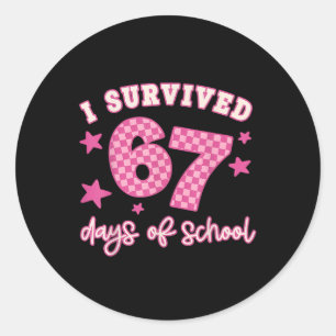 I Survived 67 Six Seven Days of School Checkered Classic Round Sticker