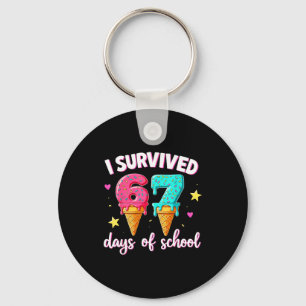 I Survived 67th Days School Drip Ice Cream Funny 6 Key Ring