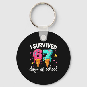 I Survived 67th Days School Drip Ice Cream Funny 6 Key Ring