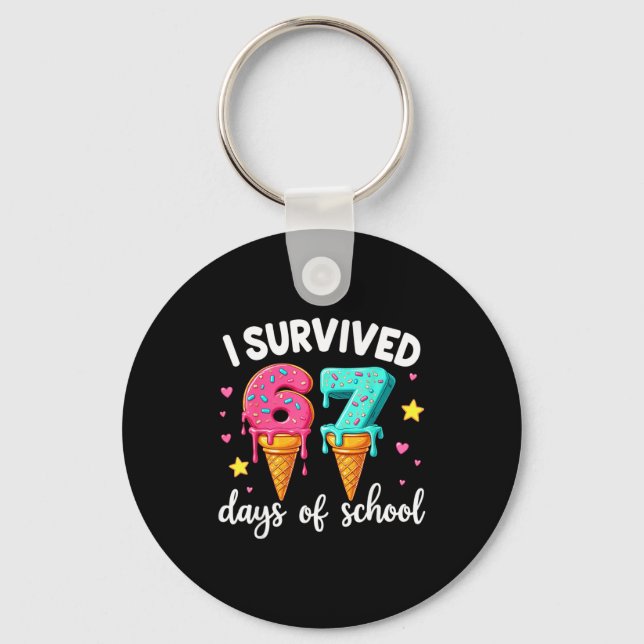 I Survived 67th Days School Drip Ice Cream Funny 6 Key Ring (Front)