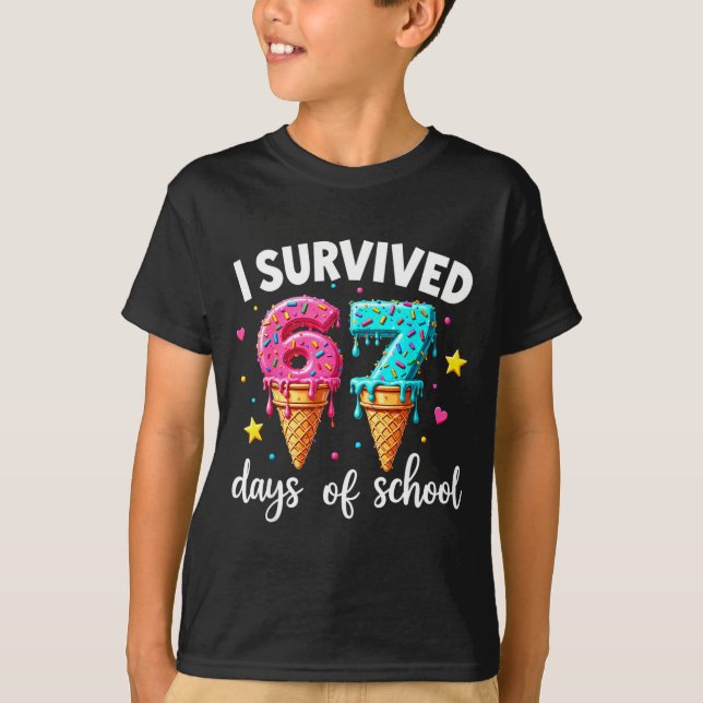 I Survived 67th Days School Drip Ice Cream Funny 6 T-Shirt (Front)