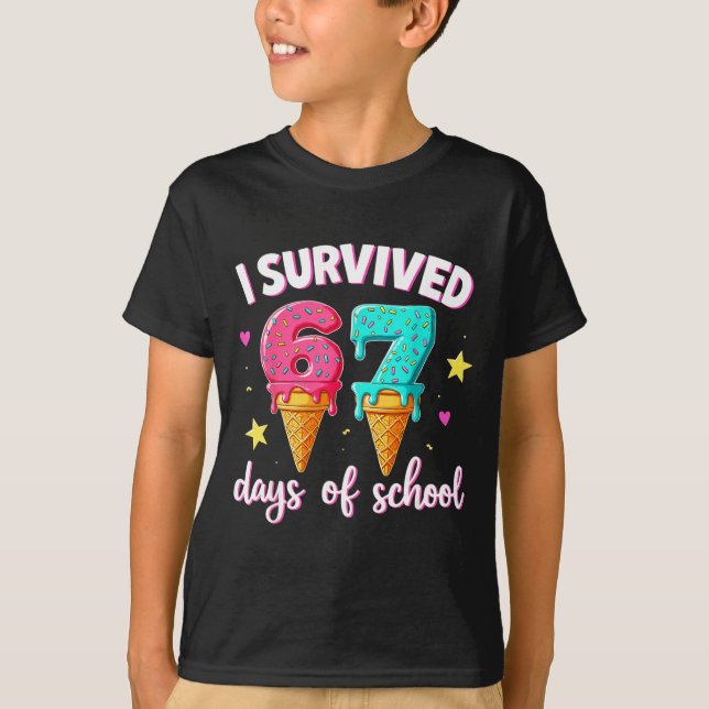 I Survived 67th Days School Drip Ice Cream Funny 6 T-Shirt (Front)