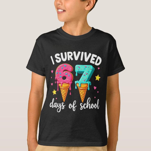 I Survived 67th Days School Drip Ice Cream Funny 6 T-Shirt (Front)
