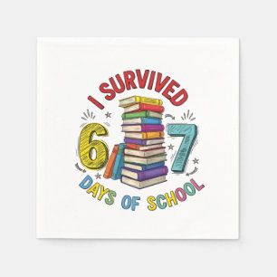 I Survived 6 7 Days of School 100th Days Of School Napkin