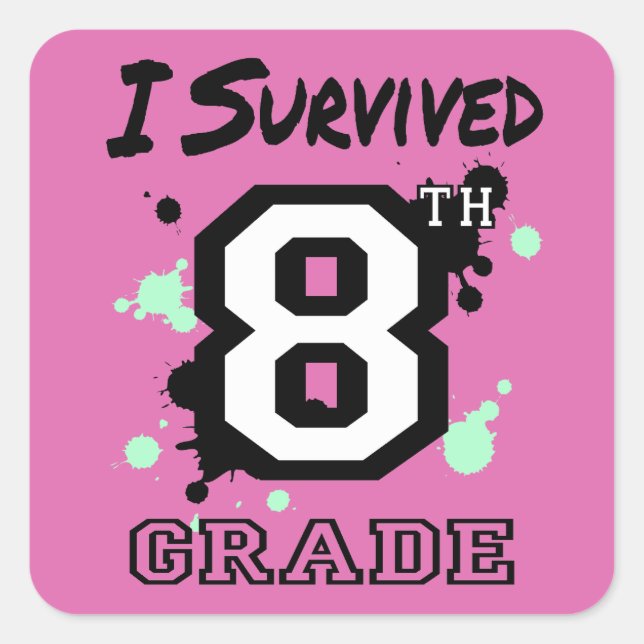 I Survived 8th Grade Square Sticker (Front)