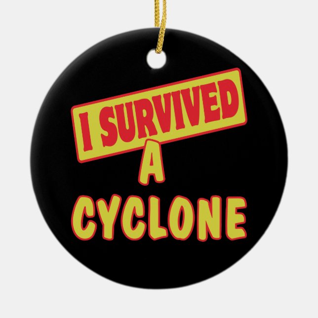 I SURVIVED A CYCLONE CERAMIC TREE DECORATION (Front)