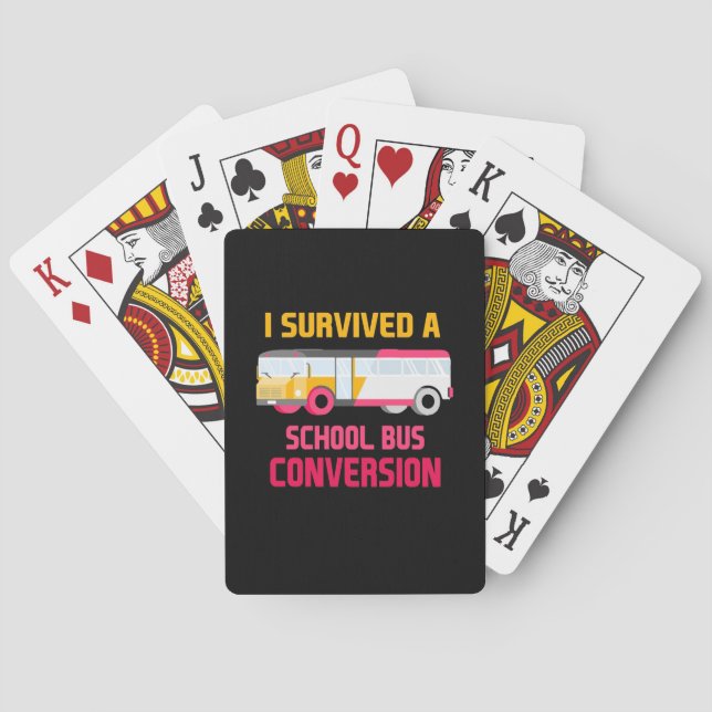 I Survived A School Bus Conversion Playing Cards (Back)