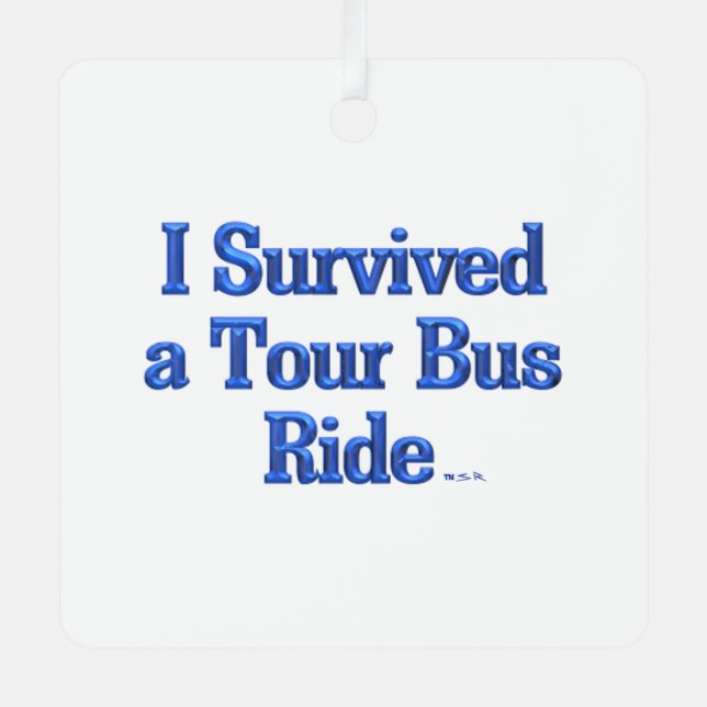 I Survived a Tour Bus Ride square metal ornament (Front)