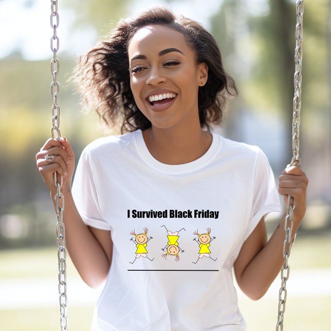 I Survived Black Friday Cartwheel Girl Colour T-Shirt (Creator Uploaded)