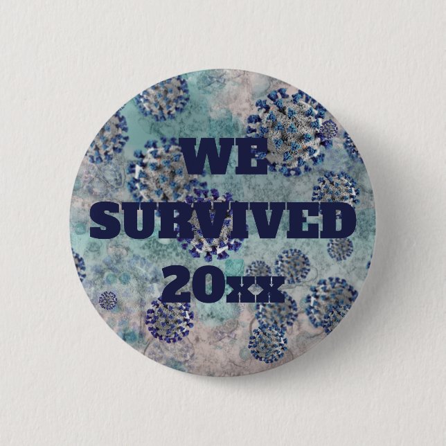 I Survived Blue Covid Virus Button (Front)