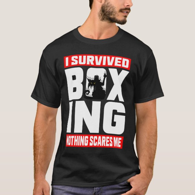 I Survived Boxing Nothing Scares Me Angry Cat T-Shirt (Front)