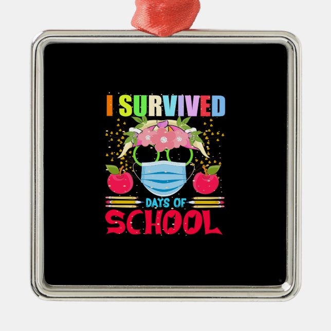 I Survived Days Of School Metal Tree Decoration (Front)