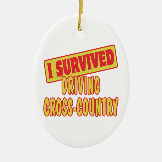 I SURVIVED DRIVING CROSS-COUNTRY CERAMIC TREE DECORATION (Front)