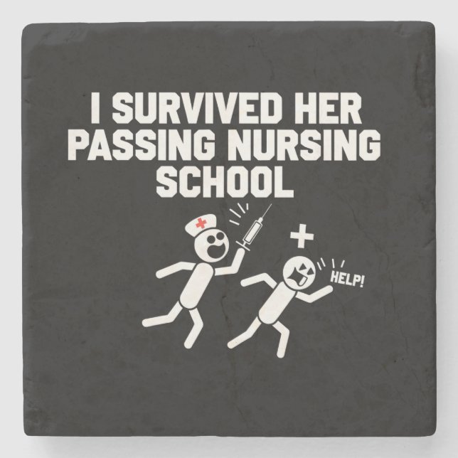 I Survived Her Passing Nursing School Nurse Stone Coaster (Front)