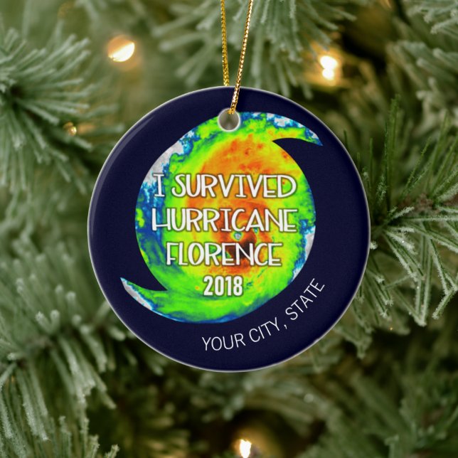 I SURVIVED HURRICANE FLORENCE | City and State Ceramic Tree Decoration (Tree)