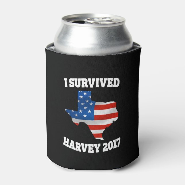 I survived Hurricane Harvey can cooler (Can Front)