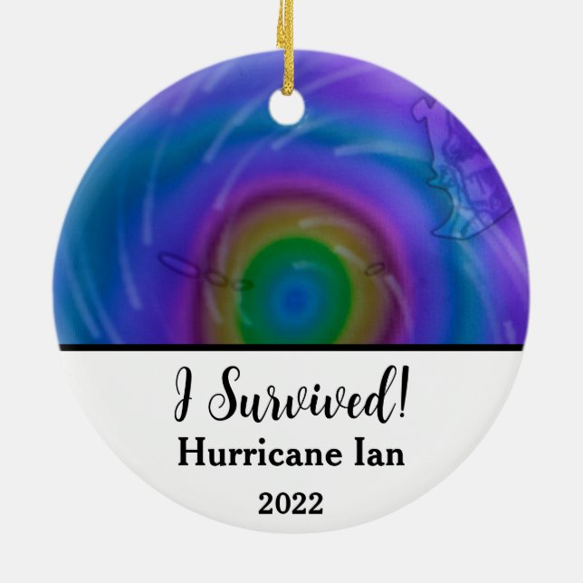 I Survived! Hurricane Ian 2022 Ceramic Tree Decoration (Back)