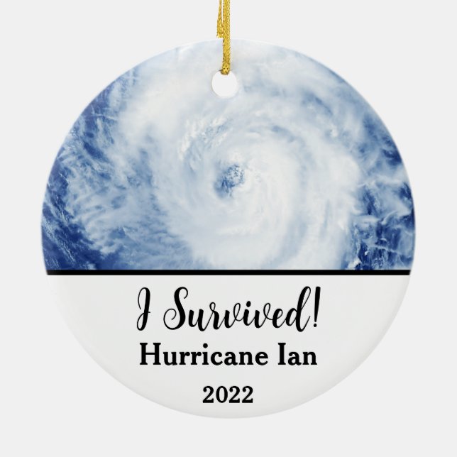 I Survived! Hurricane Ian 2022 Ceramic Tree Decoration (Back)