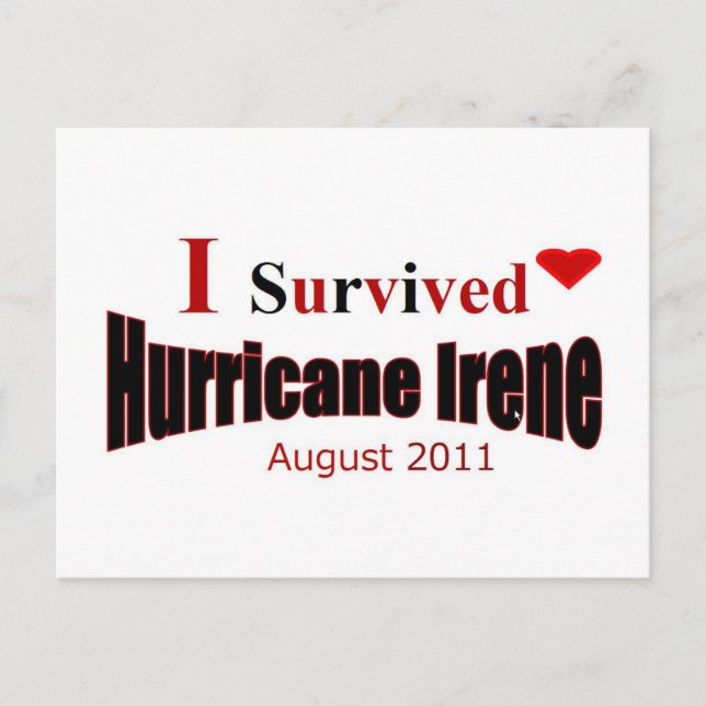 I Survived Hurricane Irene Postcard (Front)