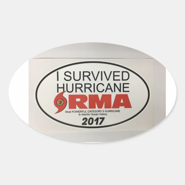 I Survived Hurricane IRMA OVAL Decal Sticker (Front)