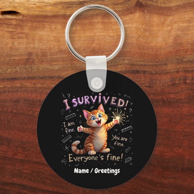 I Survived, I Am Fine, You Are Fine Key Ring (Front)