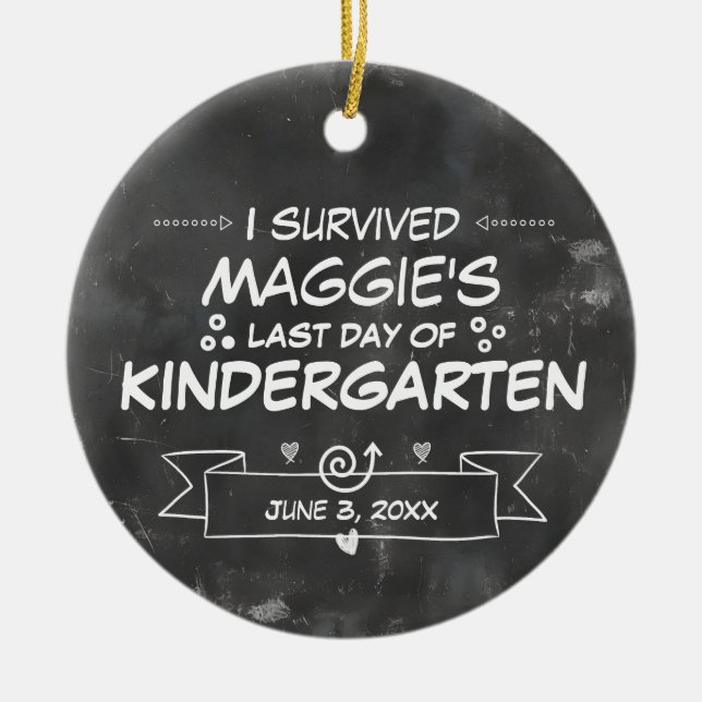 I Survived LAST Day of School Kids Ceramic Tree Decoration (Front)