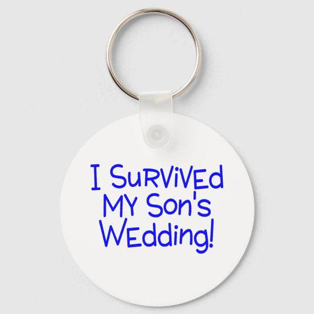 I Survived My Sons Wedding Blue Key Ring (Front)
