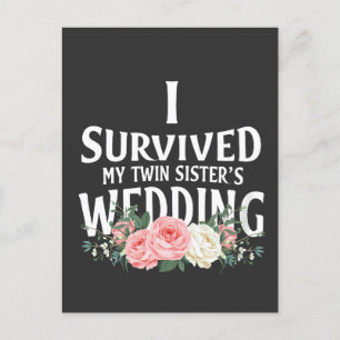 I Survived My Twin Sister’s Wedding Couples  Announcement Postcard