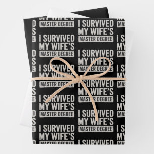 I Survived My Wife's Master Degree Graduation Gift Wrapping Paper Sheet