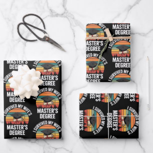 I Survived My Wifes Master's Degree Graduation  Wrapping Paper Sheet
