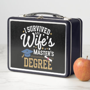 I Survived My Wifes Masters Degree Wife Graduation Metal Lunch Box