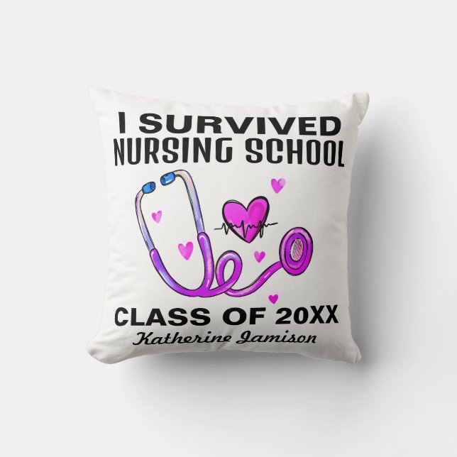 I Survived Nursing School Cushion (Front)