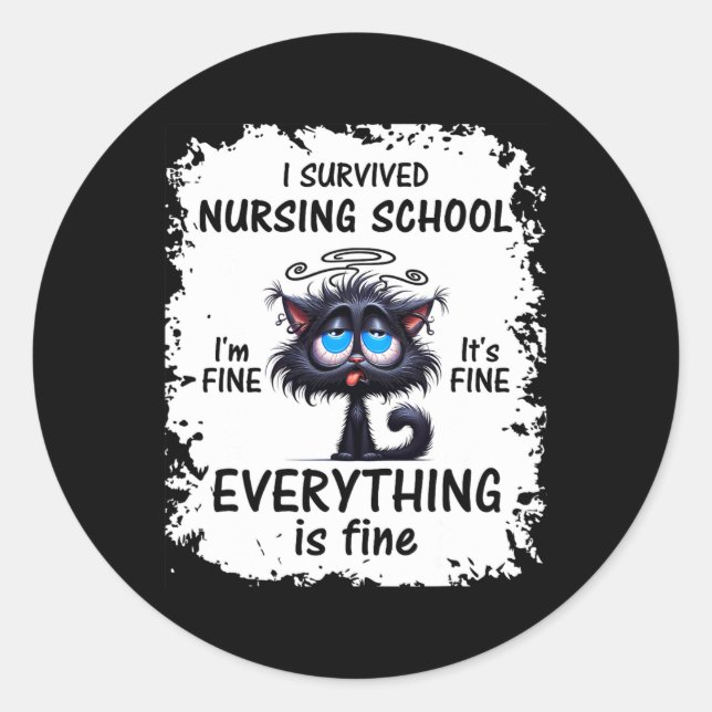I Survived Nursing School Graduation 2025  Classic Round Sticker (Front)