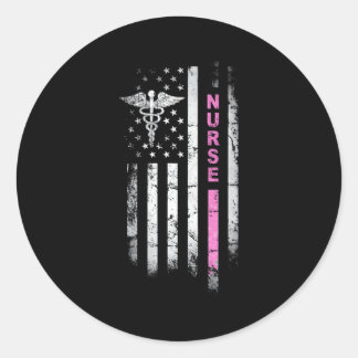 I Survived Nursing School Rn Team Flag Nurse Classic Round Sticker