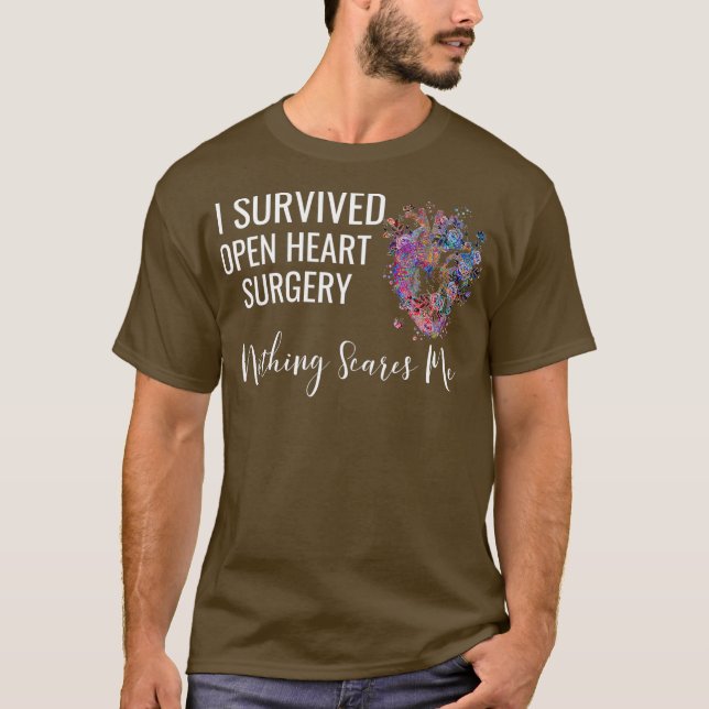 I Survived Open Heart Surgery Survivor Gift T-Shirt (Front)