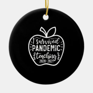 I Survived Pandemic Teaching 2020 2021 Apple Ceramic Tree Decoration
