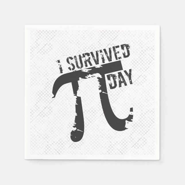 I Survived Pi Day - Funny Pi Day Paper Napkins (Front)