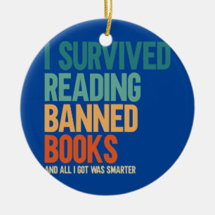 I Survived Reading Banned Books Book Lover Ceramic Tree Decoration