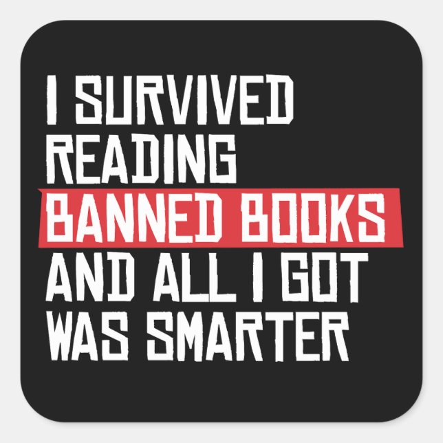 I survived reading banned books square sticker (Front)