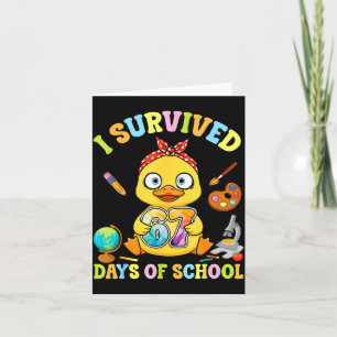I Survived Six Seven Days Of School Cute Duck Stud Card