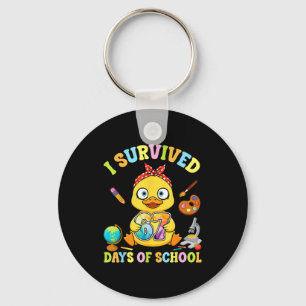 I Survived Six Seven Days Of School Cute Duck Stud Key Ring