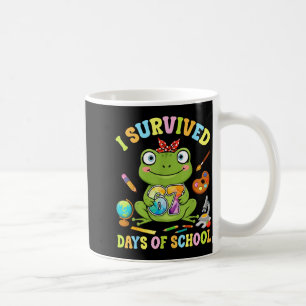 I Survived Six Seven Days Of School Cute Frog Stud Coffee Mug