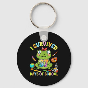 I Survived Six Seven Days Of School Cute Frog Stud Key Ring