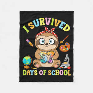 I Survived Six Seven Days Of School Cute Sloth Stu Fleece Blanket
