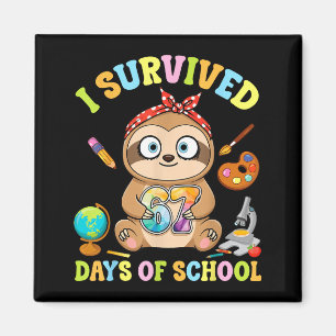 I Survived Six Seven Days Of School Cute Sloth Stu Magnet