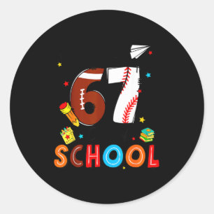 I Survived Sixty Seven Days Of School Funny Baseba Classic Round Sticker