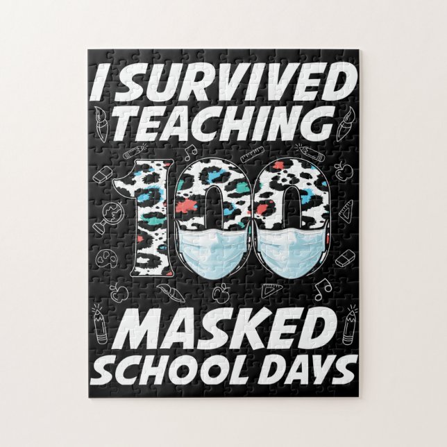I Survived Teaching 100 Masked School Days Jigsaw Puzzle (Vertical)