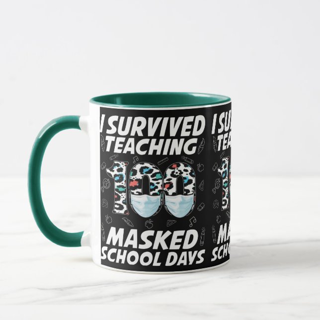 I Survived Teaching 100 Masked School Days Mug (Left)