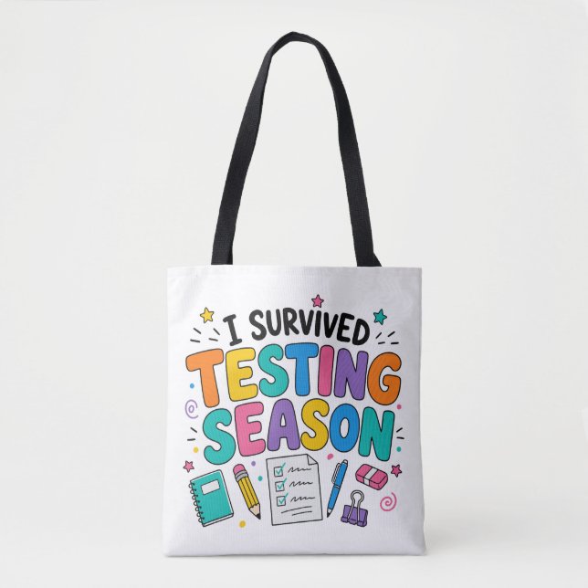 I Survived Testing Season School Humour Tote Bag (Front)
